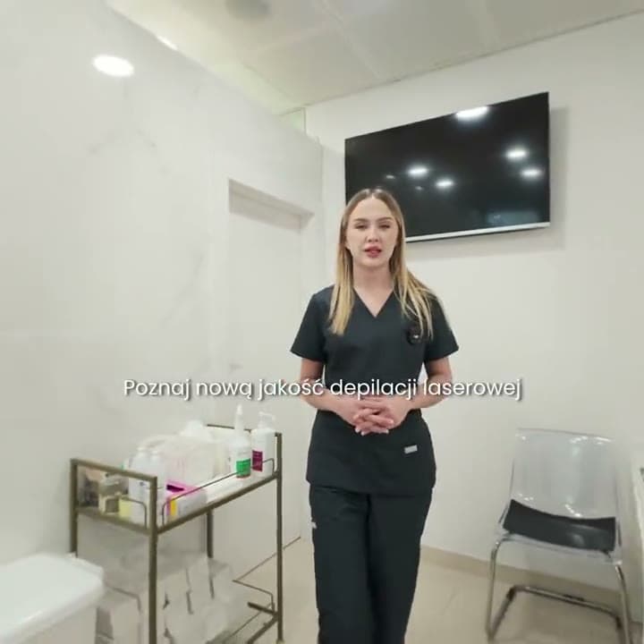 Kadr z filmu: zabieg depilacji laserowej w gabinecie Dr Body